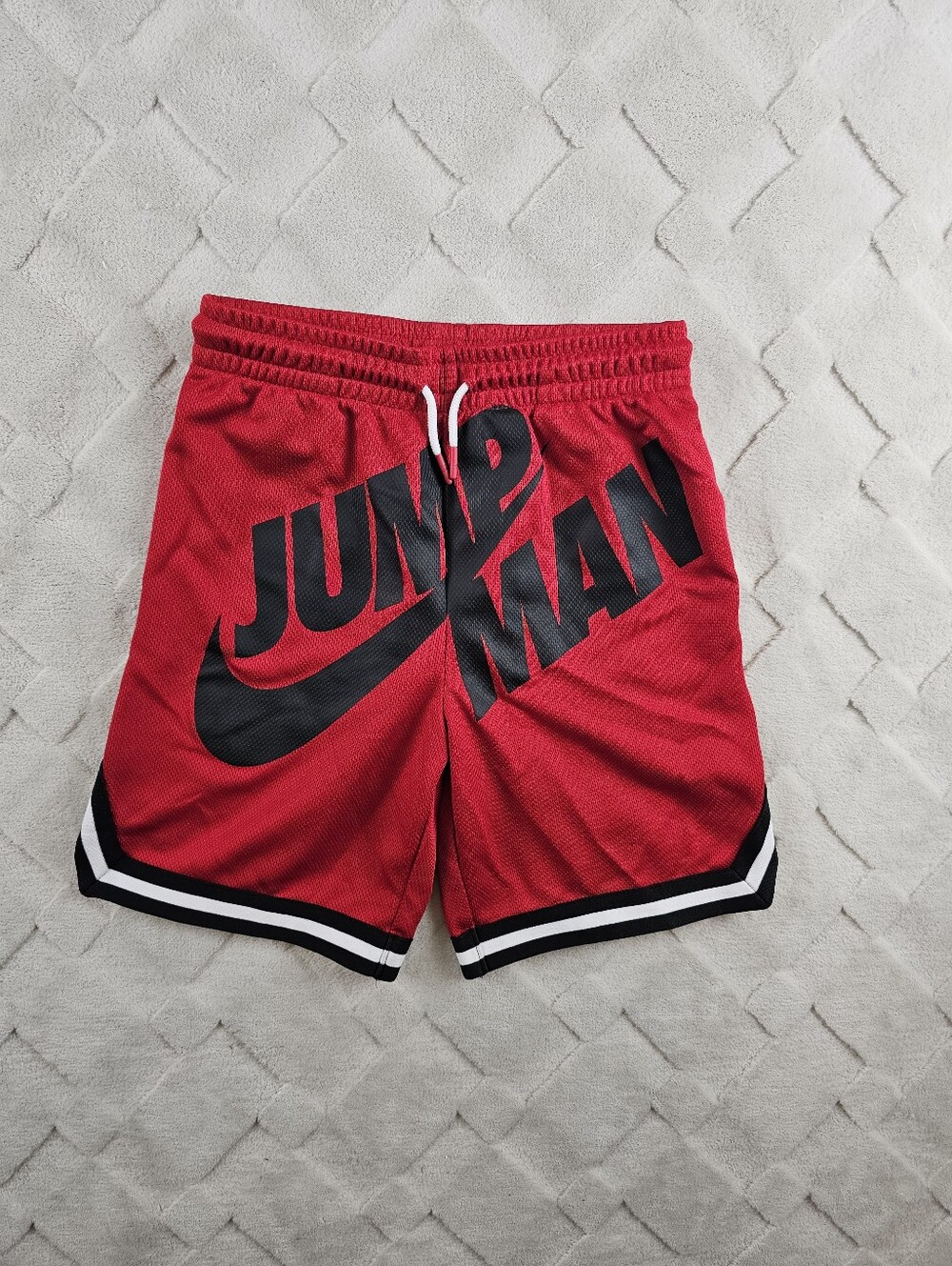 Jordan Mesh Basketball Shorts Youth Large Red Black Jumpman Logo Spell out